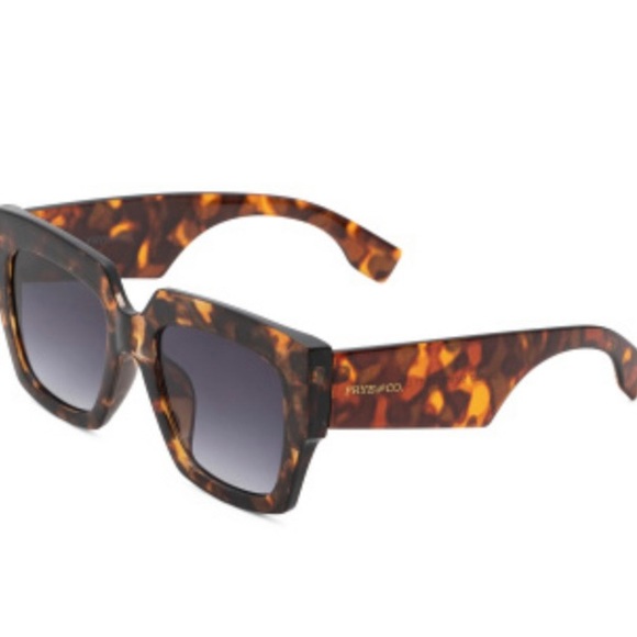 Frye & Co Oversized Square Dark Gradient Lens Sunglasses Tortoise Brown - Picture 2 of 8